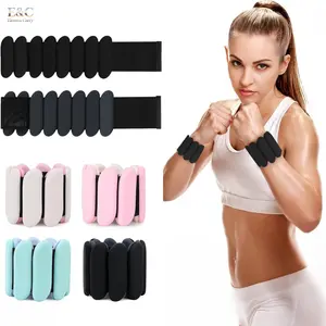 EC 2Pcs 2lb Adjustable Silicone Wrist Ankle Weights Bracelets, Wearable Fitness Wrist Weights for Men Women Walking Yoga Gym Arm Leg Workout