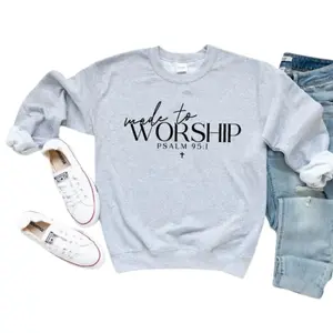 Made to Worship Crewneck Sweatshirt, Christian Faith Graphic, Cozy Church Outfit