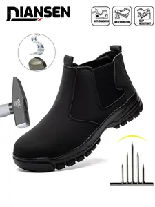 Steel Toe Shoes for men Work Safety Industrial Protective Rotary Buckle Work Shoes for Construction Comfortable Lightweight Warehouse Factory High top sneakers Indestructible soles Slip-resistant and wear-resistant New Fashion all-season outdoor