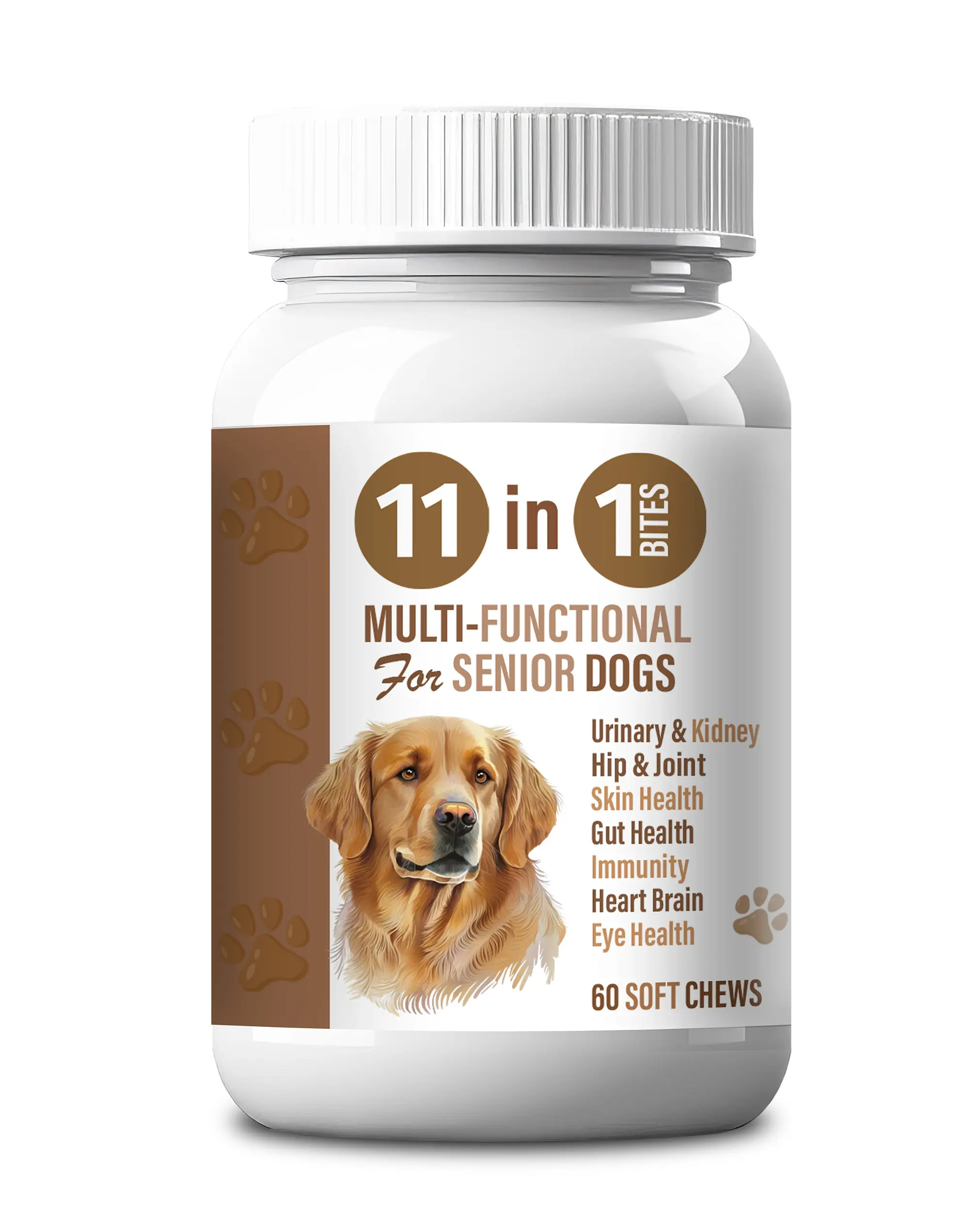 Senior Dog Soft Chews 11-in-1 Formula – Hip & Joint, Immune, Skin & Coat Support – Chicken Flavor Treats 1 Bottle 60 Soft Chews