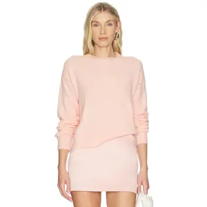 Bobi Crewneck Boxy Sweater in Blush