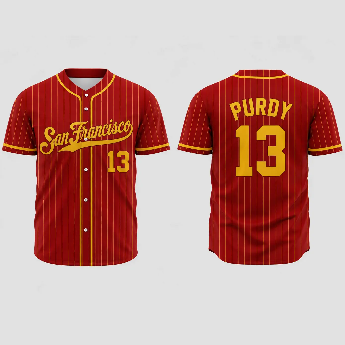 Brock Purdy 13 Baseball Jersey, The Mr. Irrelevant Baseball Jersey, San Francisco Pinstripe  Fan Game Day Jersey, Retro Sports Style Unisex Gift, Sunday Football Shirt