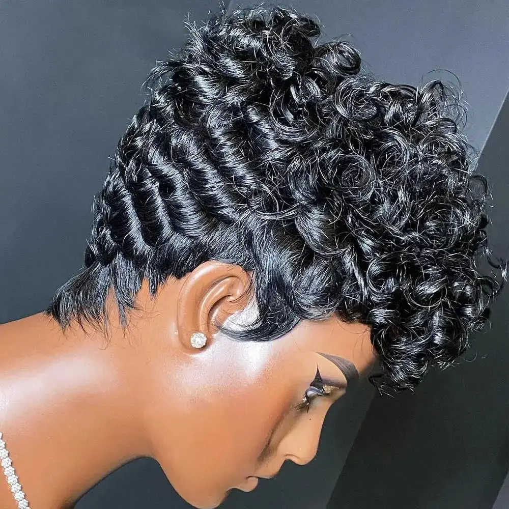 hort Pixie Wigs for Black Women Short Black Curly Pixie Wigs  display picture 1