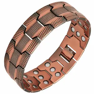 3X Men's Pure Copper Adjustable Magnetic Bracelet, 5000 Gauss Strength, Hypoallergenic Durable Wristband, Party & Daily Wear, Trendy TikTok Jewelry, Health Energy Bracelet, Gift for Dad, Husband, Boyfriend3