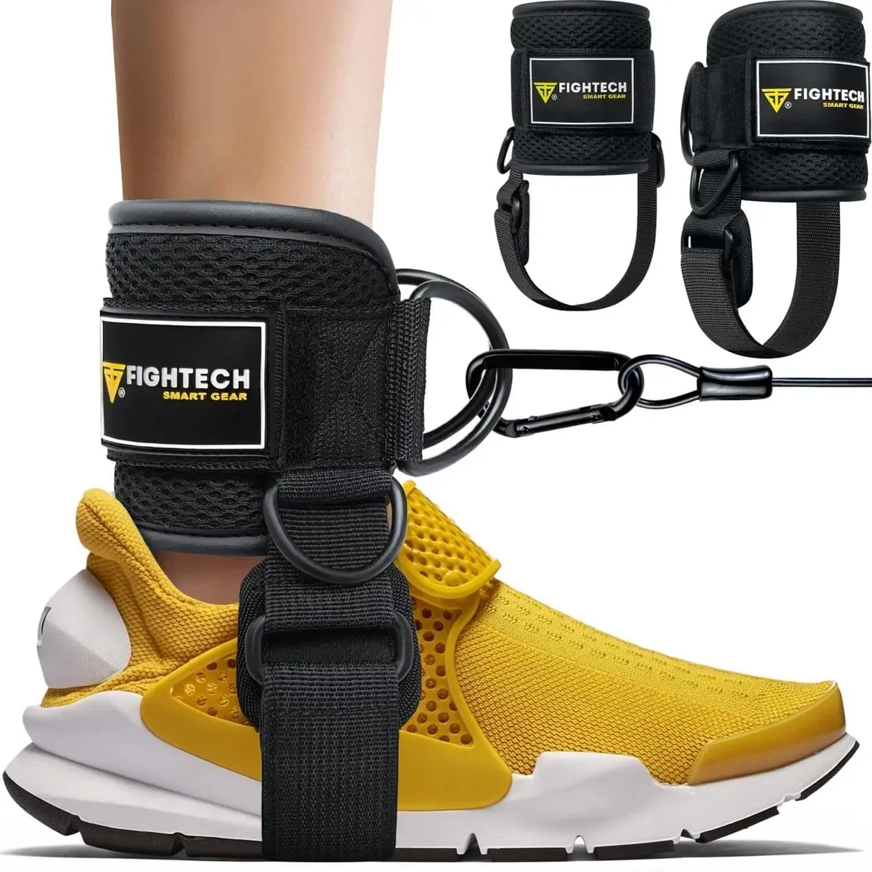 FIGHTECH Ankle Straps Cable Machine Attachment for Gym - Cable Kickback Ankle Straps - Padded Ankle Cuffs for Glute Kickbacks and Leg Workouts