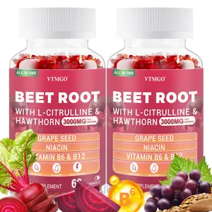 2 PCS - BEET ROOT GUMMIES - Dietary Supplement - Contains beetroot, grape seed, vitamins B12, A & B6 - for blood health, energy, and nutrition