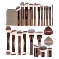 23pcs Brushes + 2pcs Puffs +Velvet Bag - Brown