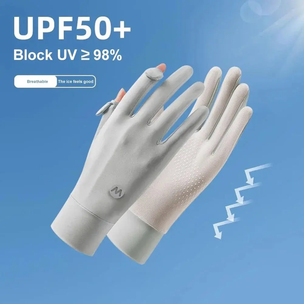 Women's Protective Gloves - UPF50+ UV Sun Protection Nylon, Ice Silk, Breathable, Non-Slip, Touchscreen Compatible, Riding, Biker, Wrist-Wrapping, Elegant Sports Gloves for Cycling, Driving, Protective Glove