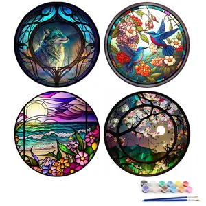 4pcs Paint By Numbers Kit On Canvas DIY Oil Art Animal Picture Wall Decor40x40cm