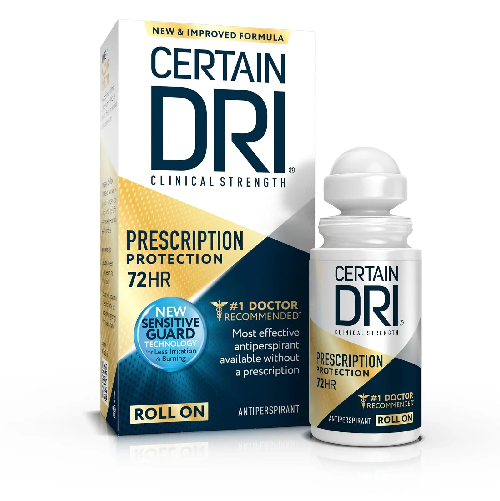 Certain Dri Prescription Strength Clinical Antiperspirant Roll-On - 72-Hour Sweat & Odor Protection for Excessive Sweating & Hyperhidrosis - 15% Aluminum Chloride - Fragrance-Free - 1.2 fl oz