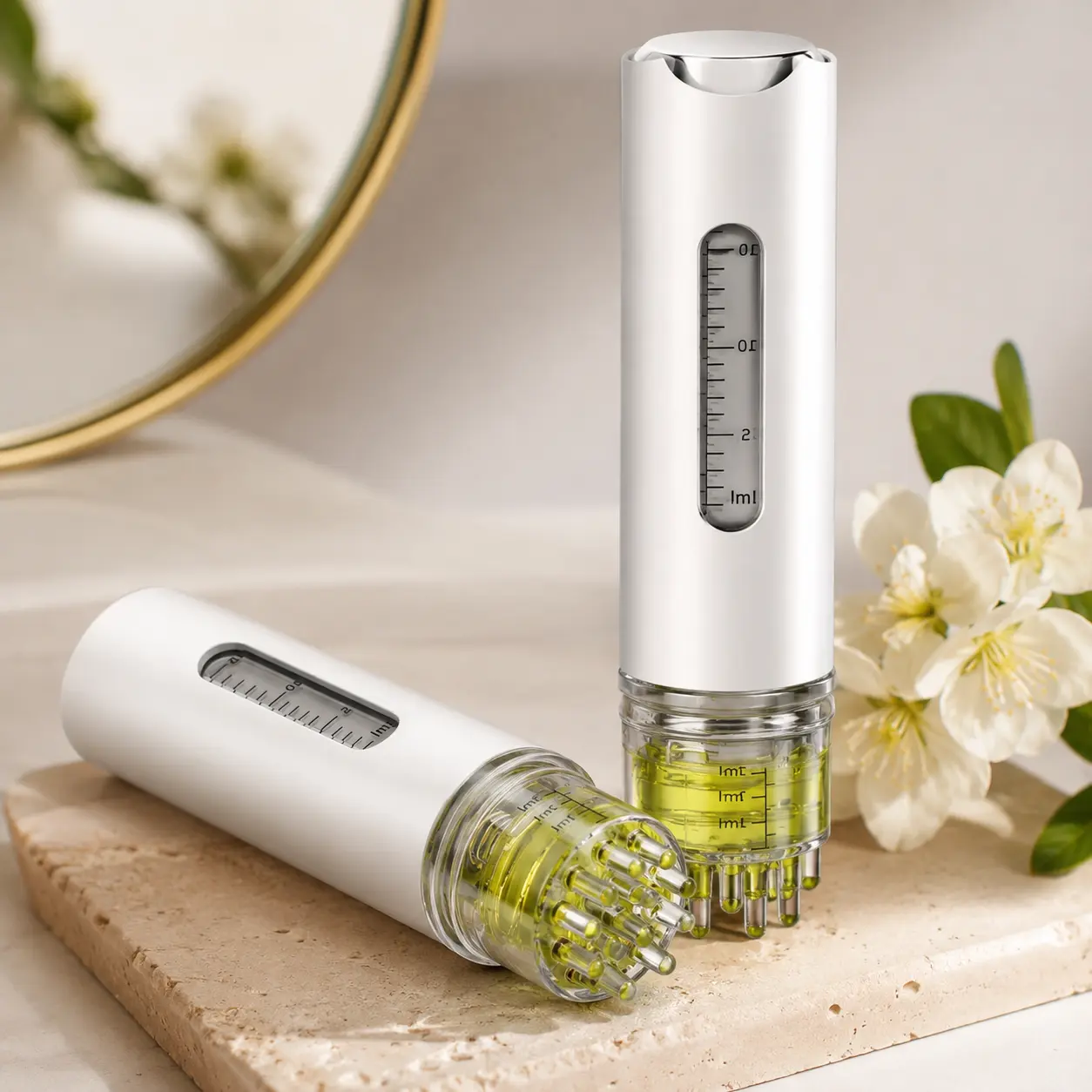 Scalp Micro Needle Massager Comb - Essential Oil Applicator for Hair Growth & Anti Hair Loss - Portable Design with 1ml/2ml/3ml/5ml/10ml Options - Speed Control Plastic Tool