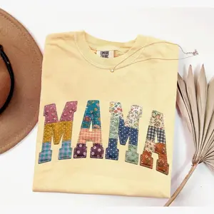 Comfort Colors® Mama Shirt, Faux Patchwork Mama Shirt, Floral Mama Shirt, Cottagecore Floral Shirt, Mothers Day Gift, Mama Tshirt, Mama Gift