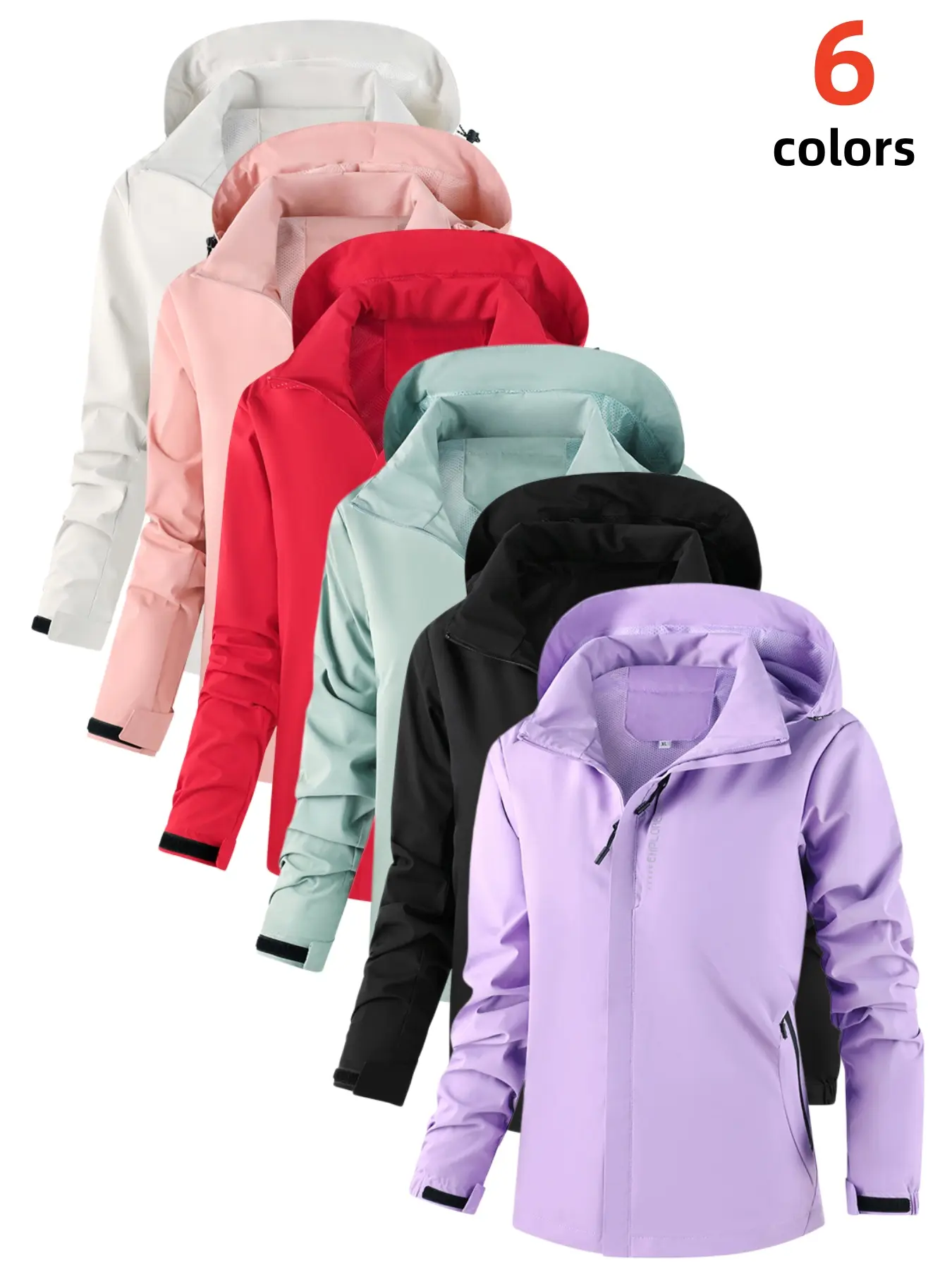 Women's Hooded Windbreaker Jacket, Lightweight Zip Up Outdoor Rain Shell Coat, Waterproof Breathable Hiking Travel Outerwear For Ladies Casual Daily Outdoor Activities
