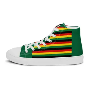 ROOTS HIGH TOP CANVAS SHOES - REGGAE SNEAKERS WITH RASTA PRINT