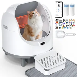 【Maximum Space】CityFlee Smart Low-Noise Auto-Cleaning Litter Box 90L Self Cleaning Cat Litter Box APP-Controlled with Easy Access Lid