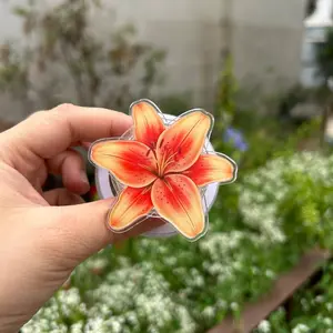 Orange Lily Flower MagSafe Phone Grip – Warm Floral Magnetic Pop Socket & Kickstand – Summer Aesthetic Phone Holder Gift for Her