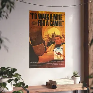Retro Camel Smoking Poster Art, Vintage Wall Décor