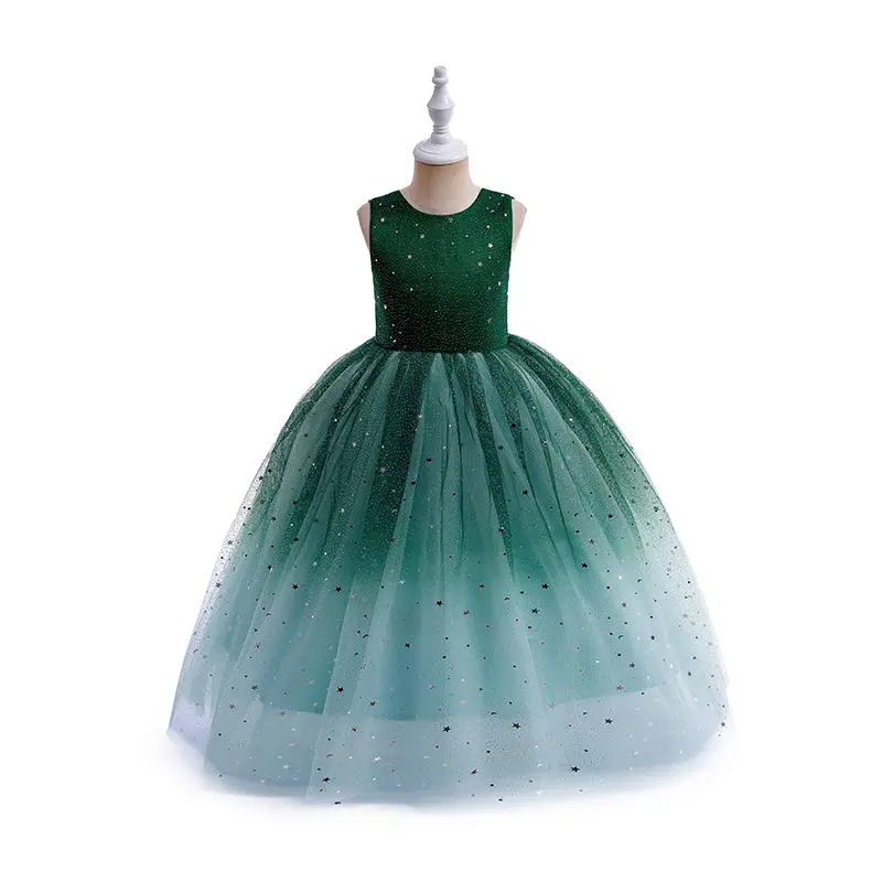 Girls Tulle Formal Wedding Dress Child's Ball Gown Sparkly Pageant Princess  Bithday Party Dresses for Girls 9-10 Years Kids Sequin Elegant Green Dress  - TikTok Shop