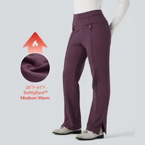 Halara SoftlyZero Plush Thermal Mid Rise Split Hem Straight Leg Work Pants with Pockets
