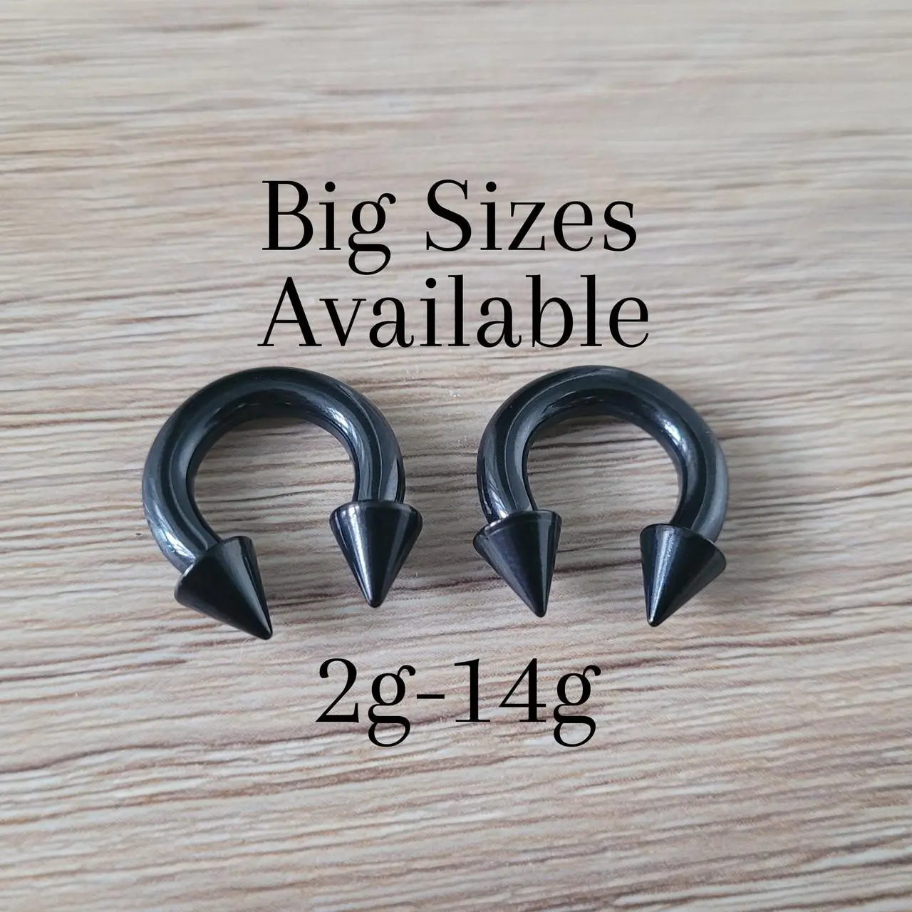 Pair Black Titanium Steel Spike Cone Horseshoe Large Barbell Septum Stretching 2g 4g 6g 8g 10g 12g 14g piercing pinchers ear gauges plugs