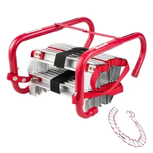 VEVOR Fire Escape Ladder, 3-Story 25FT Retractable Emergency Fire Ladder, Lightweight Aluminum Alloy Safety Escape Ladders with Sturdy Polyester Strap, Anti-Slip Rung Wide Steps, 1000LBS Max Loading