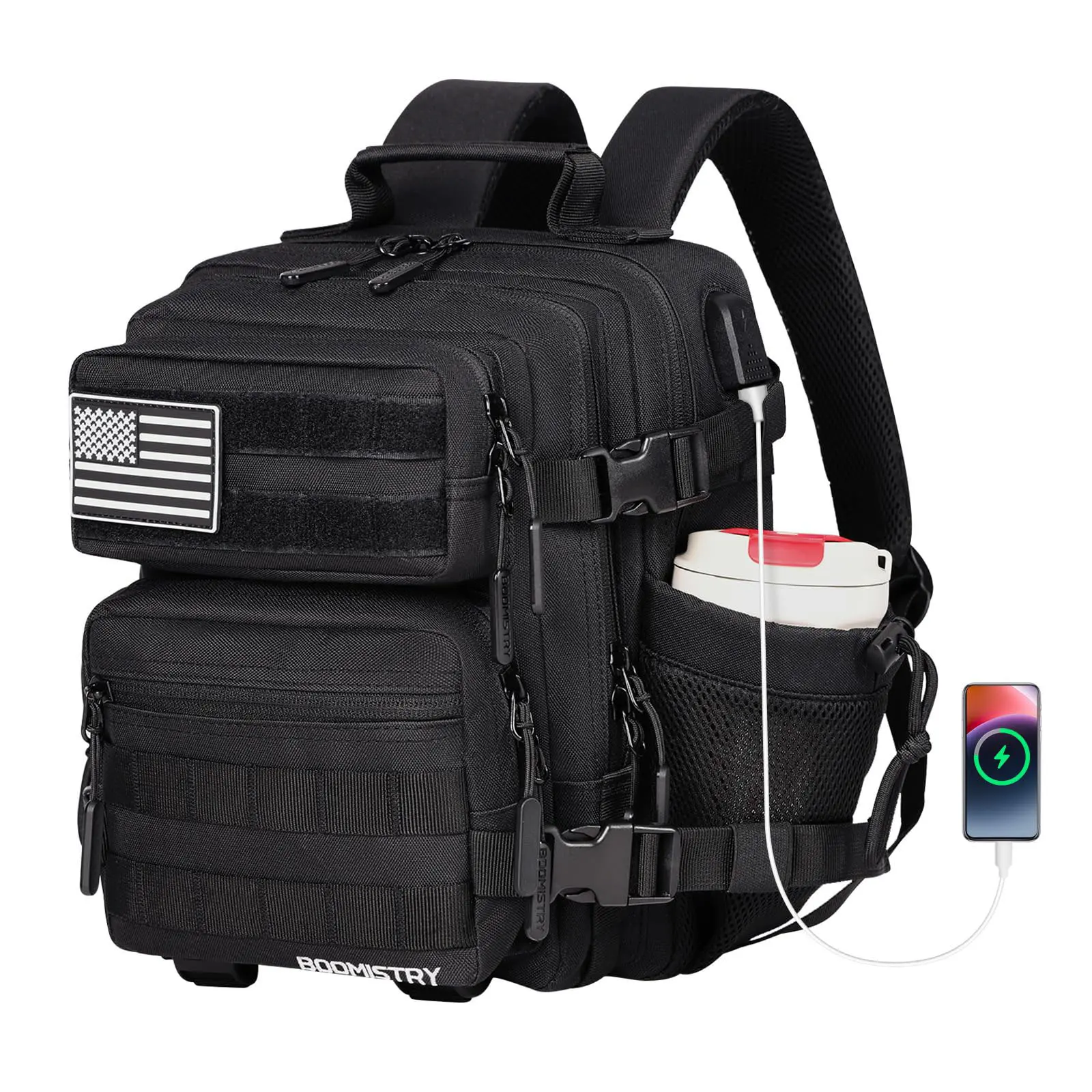 15L Mini Tactical Backpack Small Tactical Backpack for Men and Women, Military Backpack for Gym, Hiking, Daily (Black-15L)