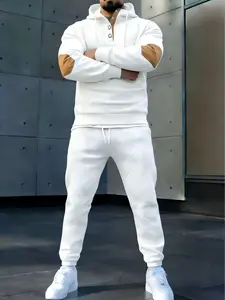 Men's casual fashion suit knitted jacquard sweatshirt and pants two-piece set