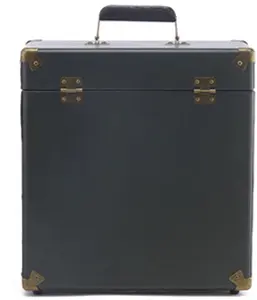 GPO Retro SWB18GB 12 " Vinyl Record Case 35 Count Capacity Removable Lid - Rustic Green  [VINYL ACCESSORIES] Green