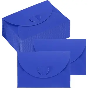 4.1 x 2.8 Inch Mini Card Envelopes, 24 count Cute Envelopes Holder with Heart Clasp for Birthday Weddings Favors Business Greeting Cards, Deep Blue