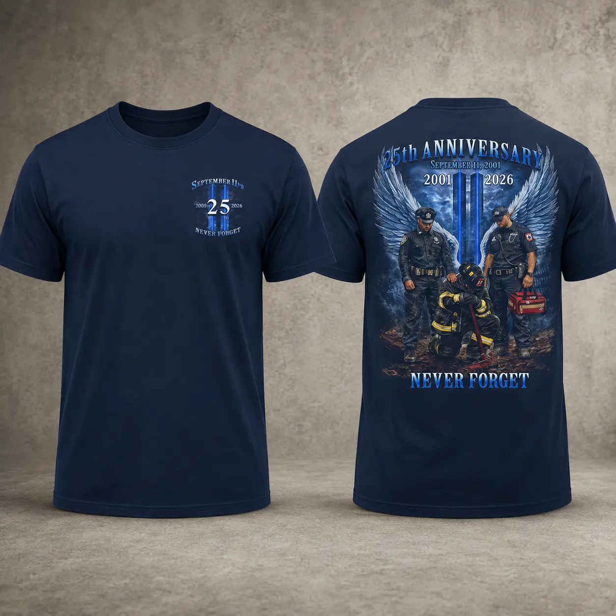 **9/11 25th Anniversary T-Shirt, Never Forget Memorial Tee, Firefighter Police First Responder Tribute Shirt, September 11 2001–2026**, Shirt for men Outdoor