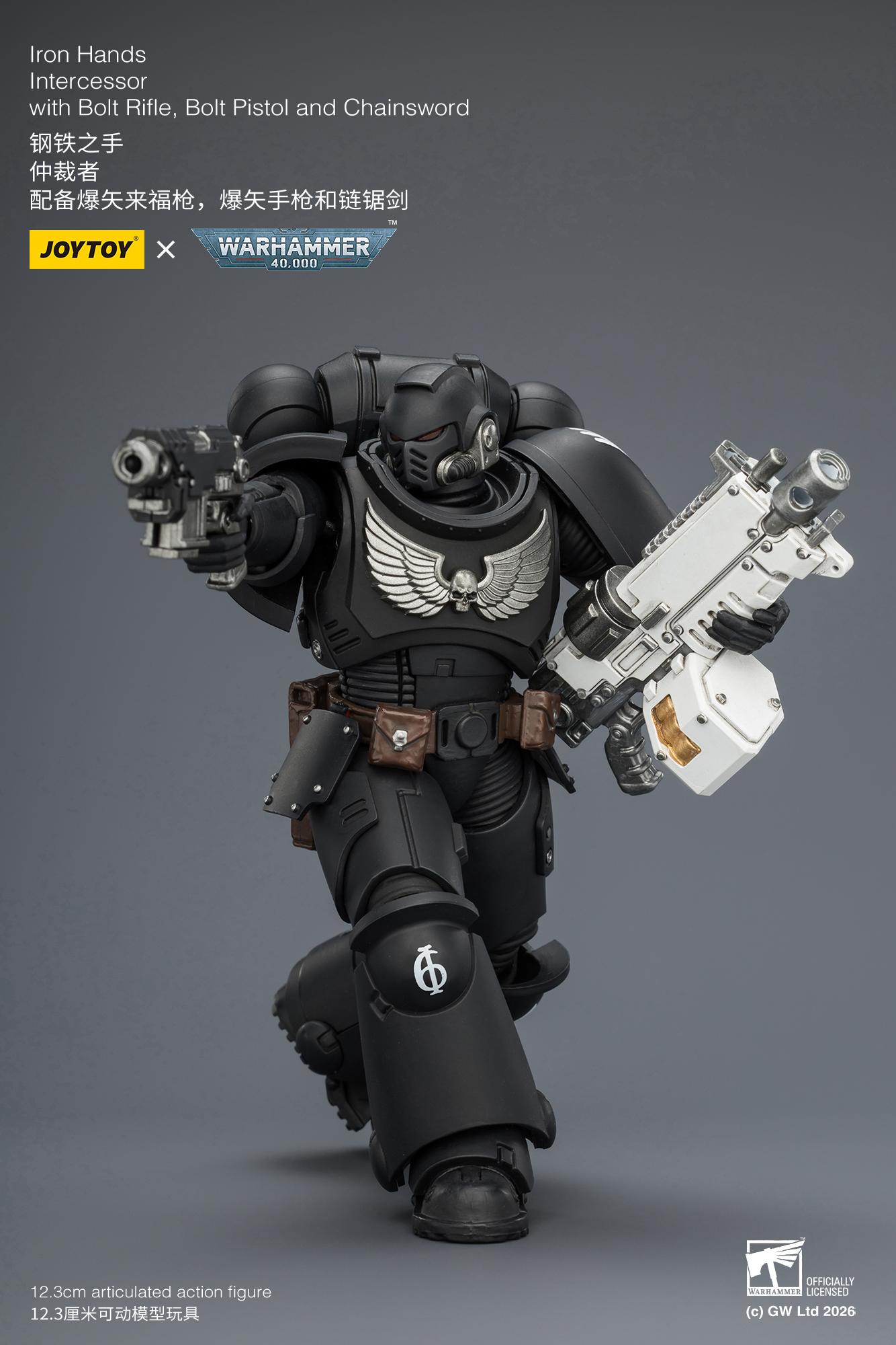JOYTOY Warhammer 40,000 1/18 Unisex Action Figure Iron Hands Intercessor (Ages 12+) - Action Figurine, Character Figurine with Bolt Rifle, Bolt Pistol, Chainsword JT03837