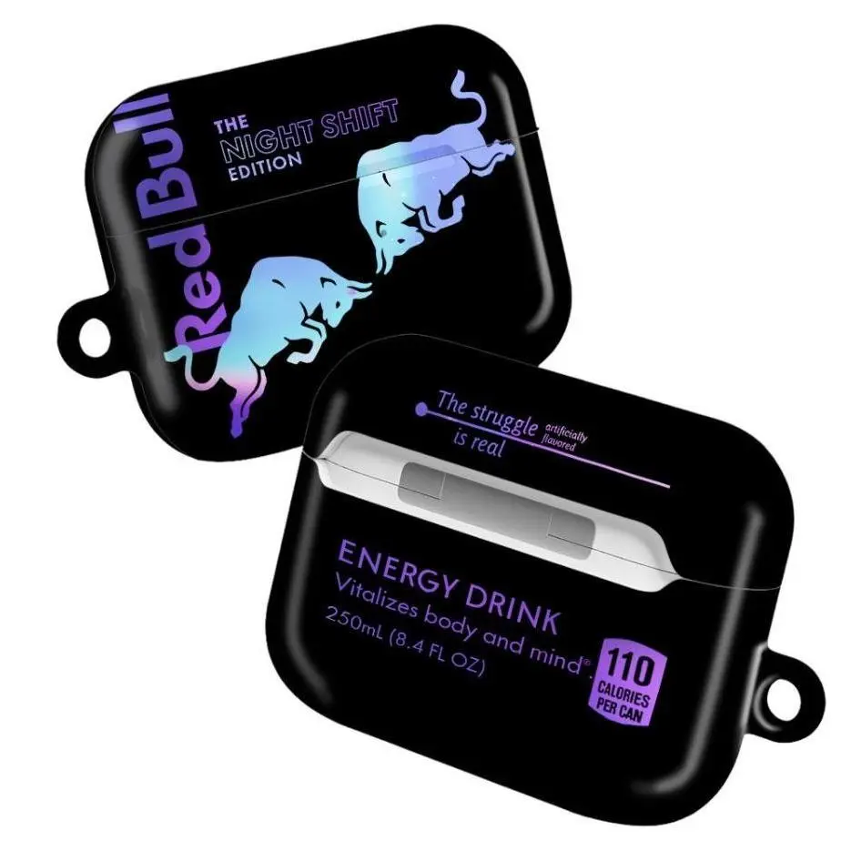 Red Bull AirPods Case, Night Shift Edition Energy Drink Earbud Cover, Gamer Fan Accessory