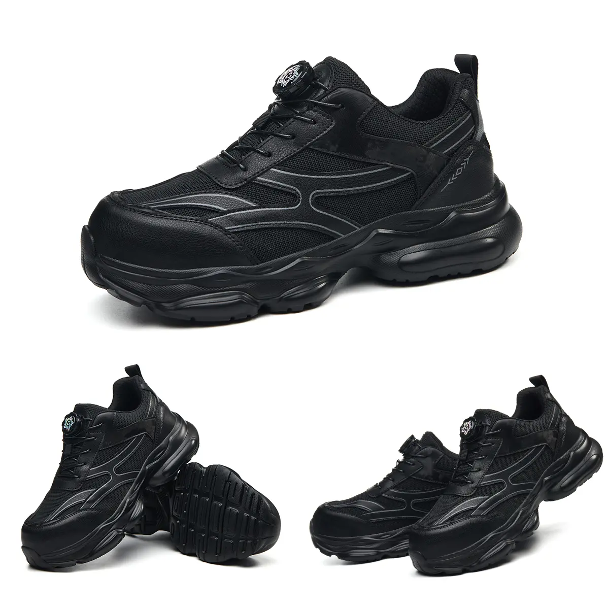 Men's Industrial Safety Work Shoes - Non-slip, Steel Toe Protection, Work Boots - Suitable for Construction, Factory, Daily Use Labor Protection Shoes - Warehouse Shoes, Modern Workwear, Outdoor Workers Black Footwear steel toe shoes men