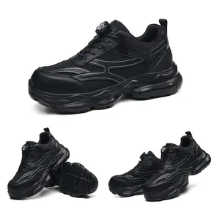 Men's Industrial Safety Work Shoes - Non-slip, Steel Toe Protection, Work Boots - Suitable for Construction, Factory, Daily Use Labor Protection Shoes - Warehouse Shoes, Modern Workwear, Outdoor Workers Black Footwear steel toe shoes men