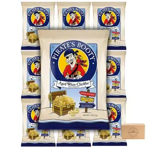 Pirate's Booty Aged White Cheddar Cheese Puffs, 0.5oz, Pack of 10, By Drinkolin Baking Milk