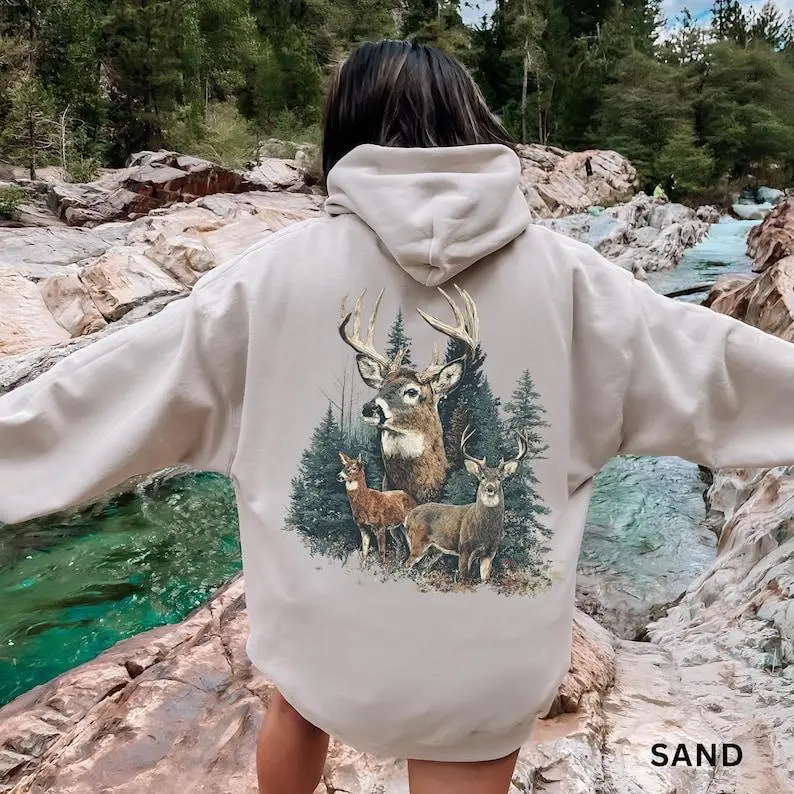 Midwest Unisex Hoodie, Vintage Deer Hooded Sweatshirt, Hunting Season Gift, Old Money Preppy Sweater Crewneck, Nature Camping Lovers Hoodie,Fall Winter Clothes