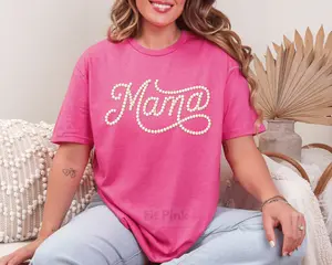 Mama in Faux Pearls Tshirt - Mother's Day Unisex Oversized Casual T-Shirt for Women - 100% Cotton Jersey