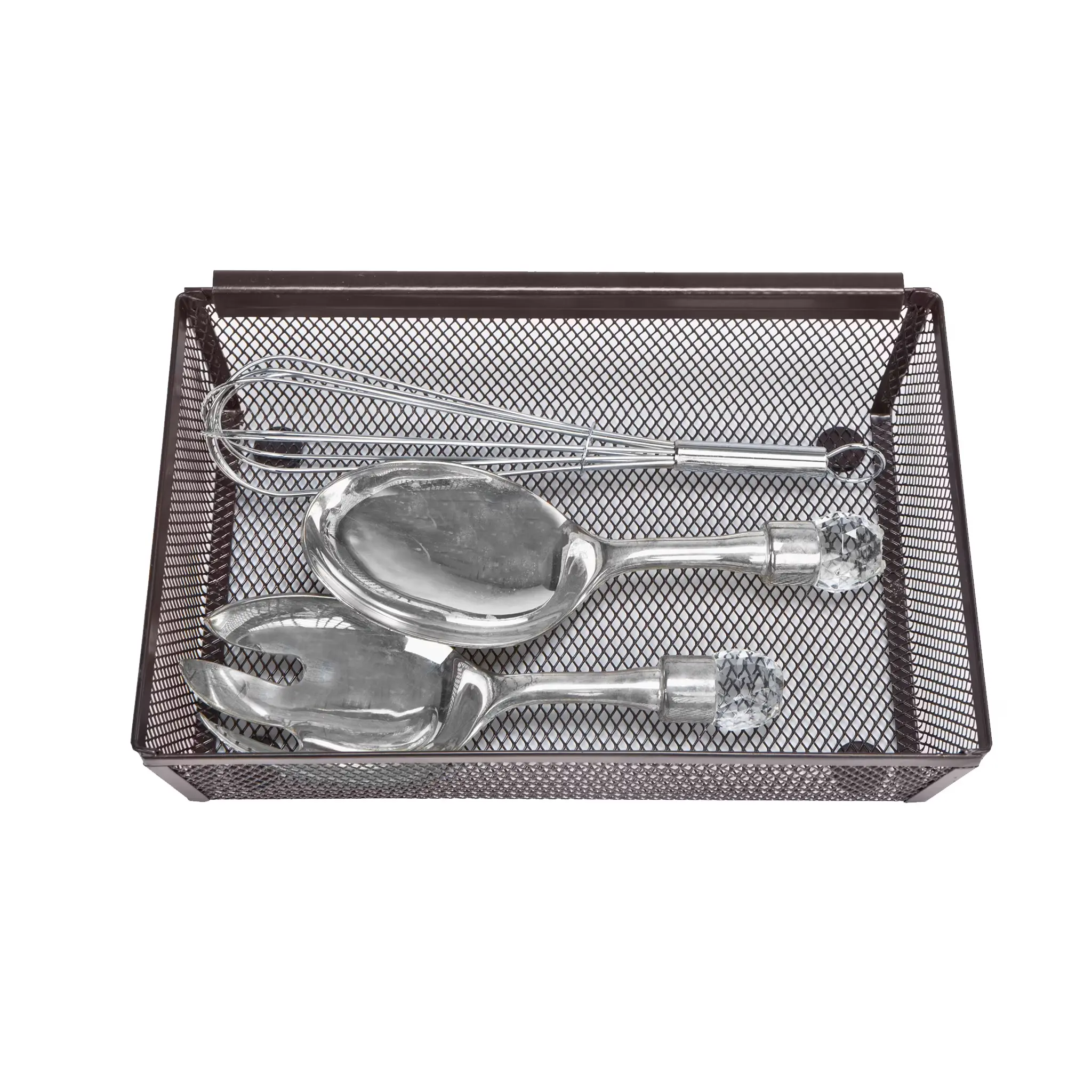 Smart Design Drawer Organizer - 9 X 6 Inch - Steel Metal Mesh Tray - with Interlocking Arm Connection - Utensils, Silverware, Organization - Kitchen - Bronze