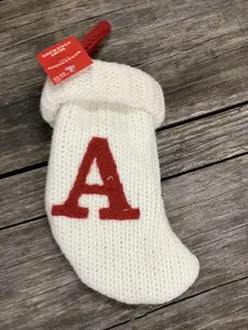 White Initial Mini Stocking 7"