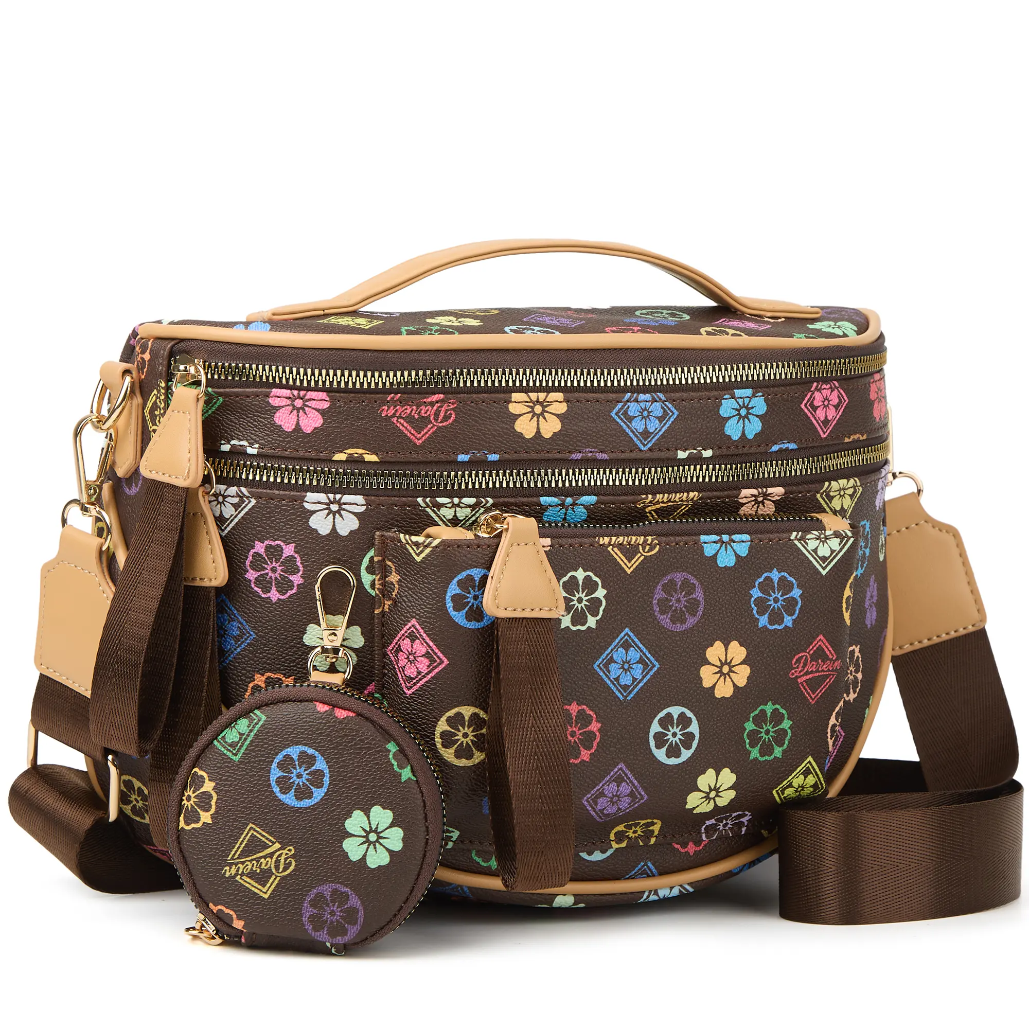Spacious Checkered PU Leather Crossbody Bag Bum Bag Checkered Handbags Wallets for Women summerwins