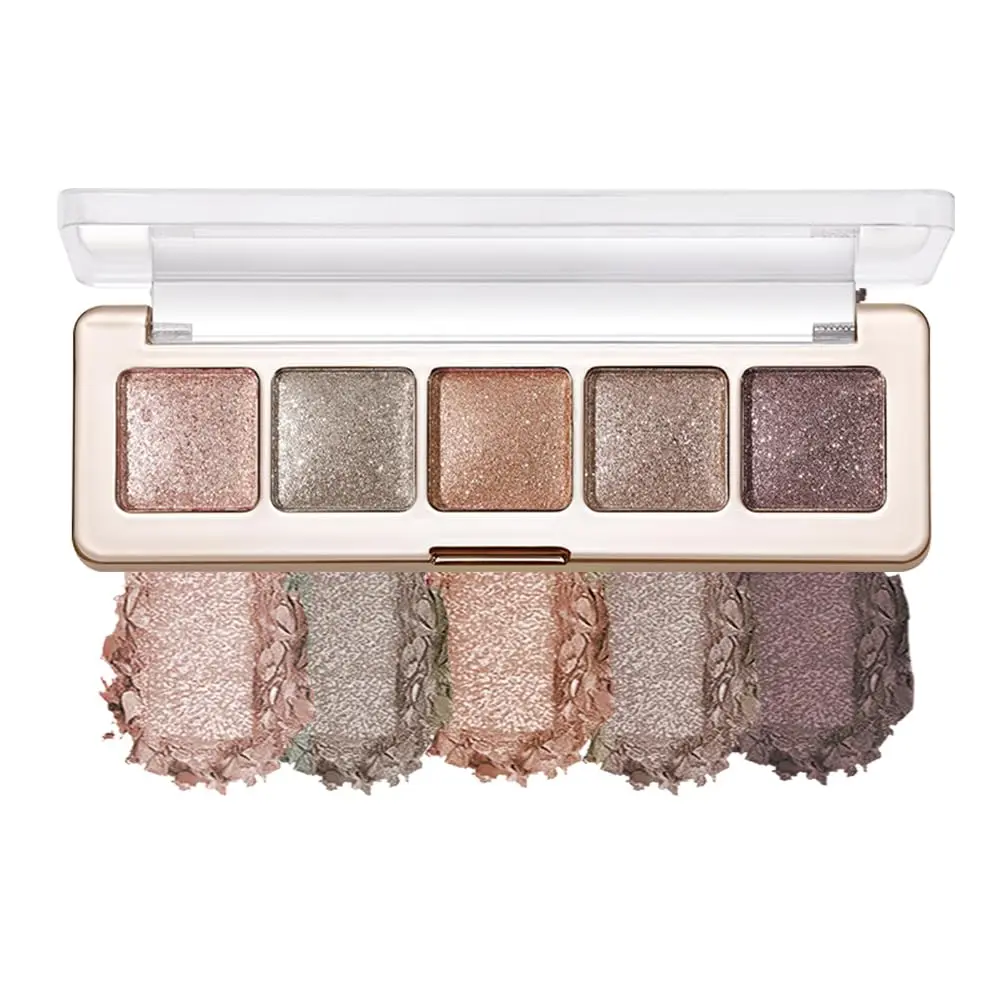 Glitter Shimmer Eyeshadow Palette – High Pigment Sparkly Metallic Eye Makeup Rose Quartz, Silver Champagne, Coral Pink, Taupe Gold & Plum Silver Shades, Long-Lasting Festival Party Eye Glitter Palette