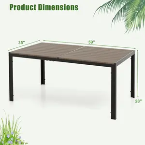 COSTWAY - 59 x 35 Inch Large Outdoor Rectangle Dining Table with Metal Legs