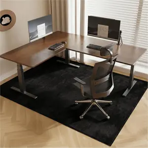 Office Chair Mat for Hardwood Floor, 59"x71" Flannel Fabric Large Chair Mat for Hard Floors, Non-Slip Under Desk Rug for Rolling Chairs, Soft Floor Protector Area Rug for  Office, Black