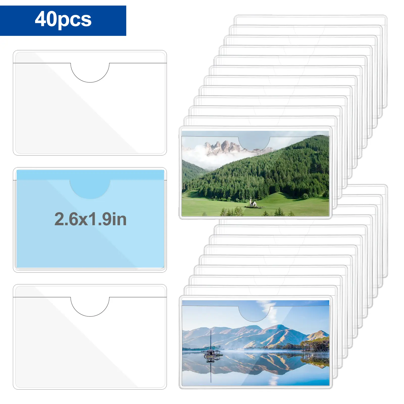 40Pcs Self-Adhesive Identification Card Holder - Clear Index Card Pockets with Top Open,Business Card Pocket for Loading,Labels Holders for Storage Bins