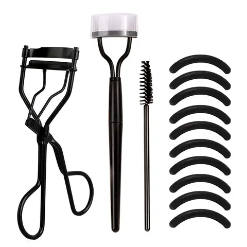 Eyelash Curler Set with Silicone Pads, Eyelash Comb & Spiral Brush, Portable Professional Beauty Makeup Tools for Women
