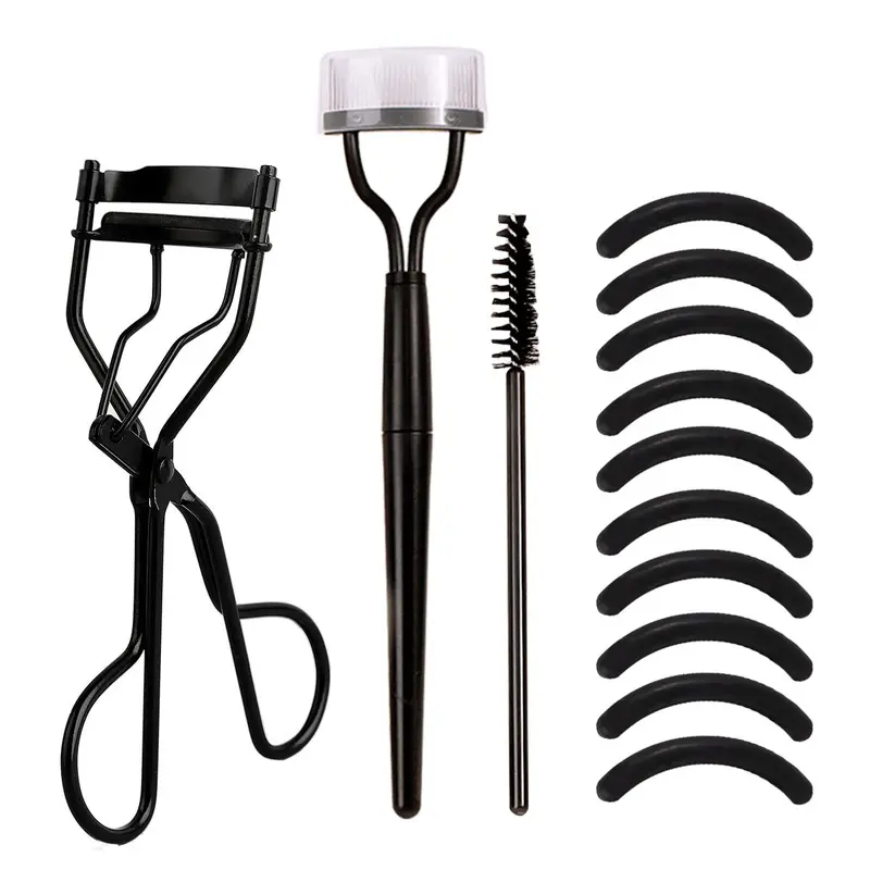 Eyelash Curler Set with Silicone Pads, Eyelash Comb & Spiral Brush, Portable Professional Beauty Makeup Tools for Women