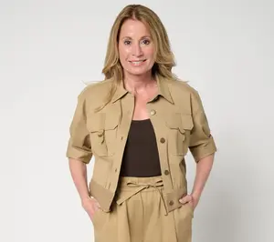 Carla Rockmore Collection Stretch Twill Elbow Sleeve Safari Jacket