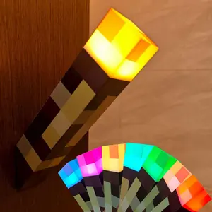 Torch Light with Wall Mounted 7 RGB Night Light USB Charging Bedside Game Room Decor Costume Cosplay LED Lighting Flash for Kids Bedroom Decoration Nightstand Torch Light light-up wall torch lamp