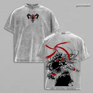 Ichigo Kurosaki Bleach Tee – Vintage Oversized Heavy Cotton Anime Manga T-Shirt, Double Printed Retro Unisex Streetwear Graphic Top, Soul Reaper Bankai Edition, Japanese Anime Merch