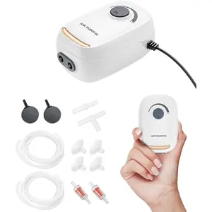 3W/6W Aquarium Air Pump, Adjustable Aquarium Aerator with 2-Outlet, Super- & Quiet  Pump for Fish Tanks up to 100/200 Gallon with Full Accessories.(Upgrade Noise-Reduce)